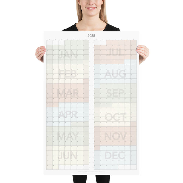 2025 Calendar - 24" x 36" - Sunday start