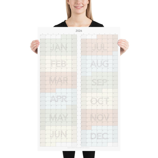 2026 Calendar - Sunday start - 24" x 36"